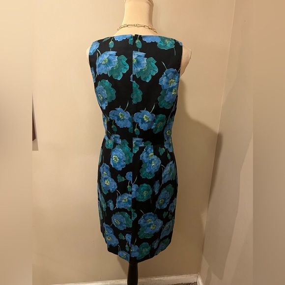 ANN TAYLOR LOFT Blue,Green & Black Floral Sheath Cotton Mini Dress, size 6 - Picture 2 of 8